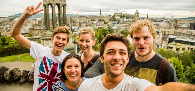 students smiling in edinburgh